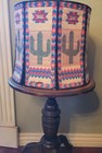 Antique Vtg Needlepoint Woven Cactus Native American Southwestern Lampshade Rare