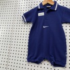 Vtg 90s Nike Center Swoosh Romper One Piece Toddler 6-12m Blue Rare
