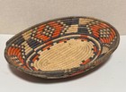 East African Oval Shaped  Hand Coiled Woven Basket Multicolor Geometric Pattern