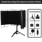 Microphone Isolation Shield  5 Panel Sound Shield With Pop Filter And Tripod    