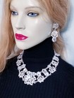 Clear Crystal Choker Rhinestone Earrings Necklace Set Bridal Prom Pageant