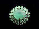 Beautiful Czech Vintage Style Glass Rhinestone Button  Peridot Green W c Frosted