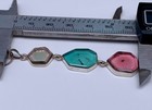 Natural Watermelon Tourmaline Slice   Bi-color Crystal 925 Silver Pendant Raw