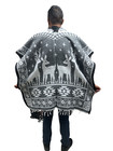 Mexican Poncho  deer  winter  Sarape   Reversible   Gaban   Heavy Poncho   Gray