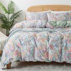 Pink Green Duvet Cover Set King Size 100  Percale Cotton Paisley Comforter 