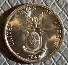 1944 D Philippines 50 Centavos  Bu Super Brilliant Silver Coin