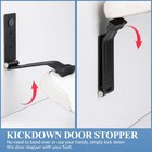 Kickdown Door Stopper Heavy Duty Metal Flip Down Bottom Stop Rubber Tip Black