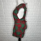 Vintage 50s   60s Red Green Tartan Plaid Holiday Apron Tie Back Pockets Size M