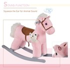 Qaba Kids Plush Ride-on Rocking Horse With Bear Toy  Pink