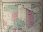 1870 Colton s Minnesota Original Antique Hand Coloured Map 28  X 17 