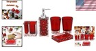 Elegant 5-piece Modern Resin Bathroom Accessory Set  Red   Bronze Finish
