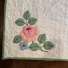 Vtg Handmade Quilt King 95 X 97  Rose Floral Cottage Farmhouse Grandma