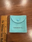 Tiffany   Co  Blue Jewelry Pouch Small Suede Button Flap Bag Storage