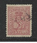 Norway Stamp  15a       8sk Rose Variety - 1867 -  Used