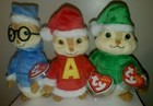 Ty Beanie Baby Set Alvin  Simon   Theodore Holiday Chipmunks New Mwmt Plush Toys