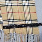 100  Cashmere Unisex Vintage Winter Scarf Made In Scotland Check Plaid Neutral