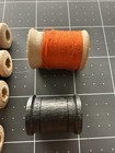 Vintage Wooden Thread Spools Lot 6 Partial Thread Long   Standard Sewing Craft
