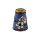 Cloisonne Thimble Flowers Floral Metal   Enamel Collectible Sewing Vintage