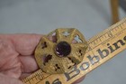 Antique Hat Pin Edwardian Victorian 11 Long  Brass Amethyst Top 2 X 1 5 Original