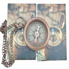 Handcrafted Brass Compass Necklace Engraved Pendant Vintage Nautical Gift