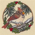 Christmas Birds In Bloom Quilting Blocks  12 Squares  Machine Embroidered