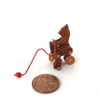 Dollhouse Miniature Artisan Bear Wooden Pull Toy  legs Move Up And Down  1 5 