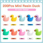 200pcs Tiny Ducks 10 Colors Little Duck Figures Mini Resin Ducks Plastic Small