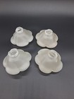 Set Of 4 Vintage Intricate Rose Shaped Lamp Shades Satin Frosted Glass