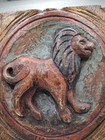 Antique Thick Chunk Wood Hand Carved Painted Rustic Folk Art Primitive Lion 9 