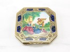 Enamel Romantic Scene Hand Painted 1940s Vanity Sterling Silver Compact