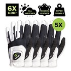 Hirzl Men Golf Gloves - Grippp Fit  Premium Leather  White black - Pack Of 5