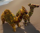 Traditional Handmade Rajasthani India Patchwork Camel Figurines Lot Of 2 Vintage