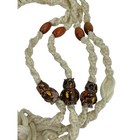 Vintage 70s Mcm Cream Macrame Planter Plant Hanger 40    Brown Porcelain Owls
