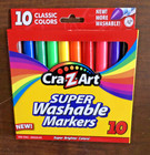 Cra-z-art Super Washable Broadline Markers 10 Bright Classic Colors Art New