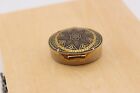 Vintage Oval Damascene Pill Box Mandala Floral Design 1 25  Gold Tone