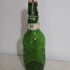 Grolsch Lager Green Embossed Beer Bottle Holland 16 Oz  Gb Swing Top Empty Vtg