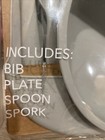 Lila   Jack 4 Pc Silicone Meal Set For Toddlers Gray Silicone Bib plate spoon