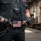 Men Women Belt Buckle Metal Silver United State America Usa Flag Red Blue White