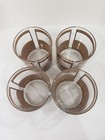 Vtg Georges Briard Tortoise Low Ball Rock Glasses Set Of 4 Mcm Barware Signed 