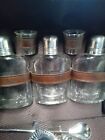 Vintage Traveling Bar Case Portable Set Of 3 Glass Bottles Retro Barware Scotch 