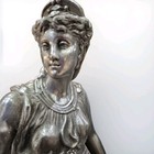 Antique Classical Pewter Figurine Pair     Male   Female Figures     Early 20th Cent