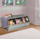 Badger Basket Children s Wood Three Bin Stackable Storage Cubby 5 2 Cu Ft Silver
