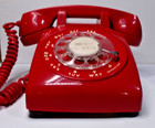 Vintage Itt Red Rotary Dial Desk Telephone - No Cracks  Chips Or Repairs
