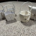 White Satin Wedding Ring Bearer Pillow And Flower Girl Basket Set