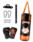 Kids Punching Bag With Gloves - Pu Leather   Adjustable Height Orange-unfilled