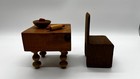 Vintage Miniature Dollhouse Furniture Wooden Butcher Block Chair Rolling Pin