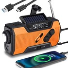 Emergency Solar Hand Crank Weather Radio 2000mah Power Bank Charger Flash Light