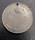 1902 Coronation King Edward Vii   Queen Alexandra Holed Medal Uk Silver-coloured