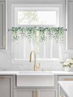 Eucalyptus Leaves Half Window Curtains 24 27 5 w X 24 l  pack Of 2  Green