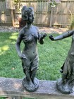 Antique French Spelter Statue Pair Poesie Musique M Bouval Art Nouveau Set 18 